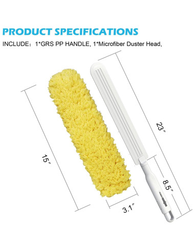 Plumero de Microfibra EHOMGUI Amarillo Lavable y Reutilizable