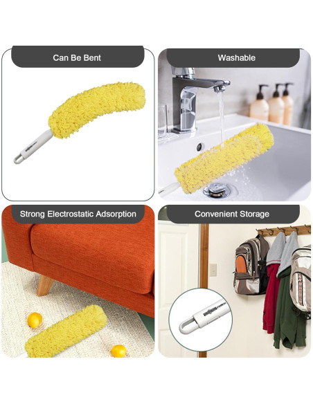 Plumero de Microfibra EHOMGUI Amarillo Lavable y Reutilizable