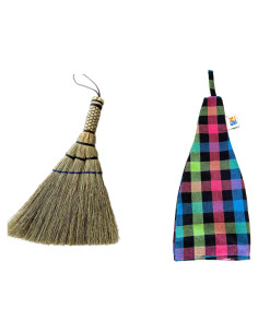 Escoba de mano SKENNOVA de sorgo y bambú - 30.48 cm