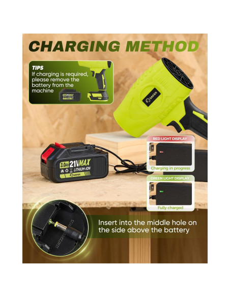 Saker Soplador de Hojas Inalámbrico 21V Verde 180000 RPM