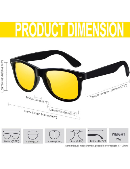 Gafas de sol KANASTAL UV400 diseño retro amarillas