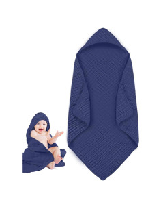 Toalla con Capucha Cutie Birdie 81x81cm Algodón Muselina Azul