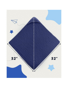 Toalla con Capucha Cutie Birdie 81x81cm Algodón Muselina Azul 2