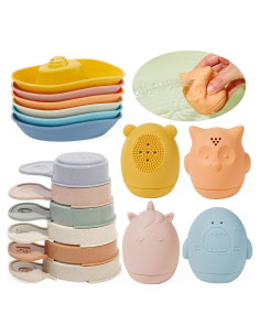 Juguetes de baño AMCHSURI para bebés 16 piezas sin moho