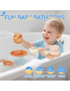 Juguetes de baño AMCHSURI para bebés 16 piezas sin moho 2