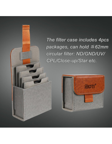 Funda de Filtro de Lente SIOTI 4 Bolsillos Cuero 62mm