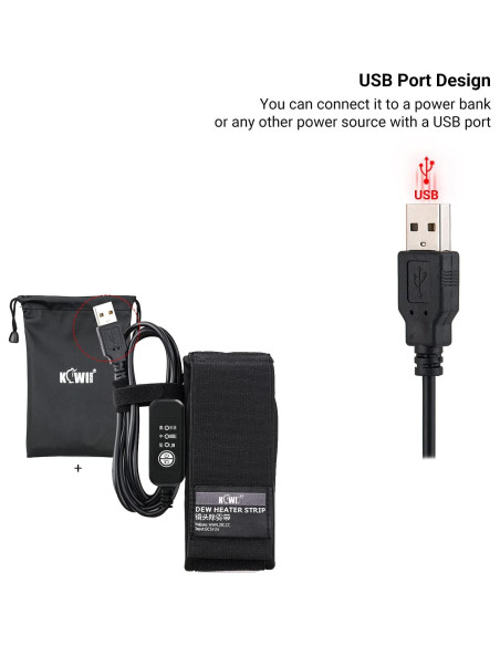 Calentador de Lentes KIWIFOTOS para Lentes 80-110mm USB