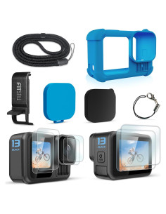 Funda de Silicona Azul FitStill para GoPro Hero 13 con Accesorios