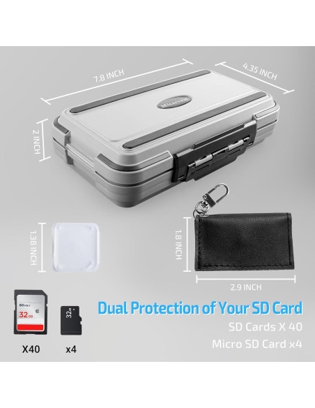 Estuche para 36 Tarjetas de Memoria SD - Gris con 36 Cajas Transparentes