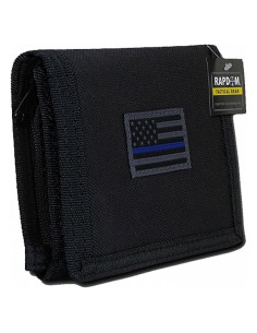 Billetera Táctica Rapdom T105 Azul Delgada Negra 18 Compartimentos