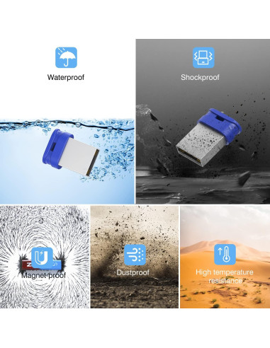 K&ZZ Unidad Flash USB 64GB Mini Azul - Paquete de 5