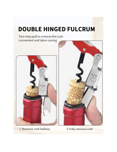 CORKAS Sacacorchos Profesional Rojo - Acero Inoxidable Compacto 2