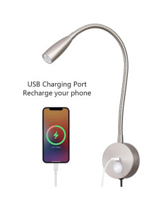 Luz de Lectura LED Táctil Regulable EVETHBEY Niquel Cepillado 2