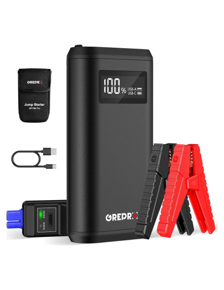 Arrancador de Batería GREPRO GP196 Pro 3000A 12V Pantalla LCD