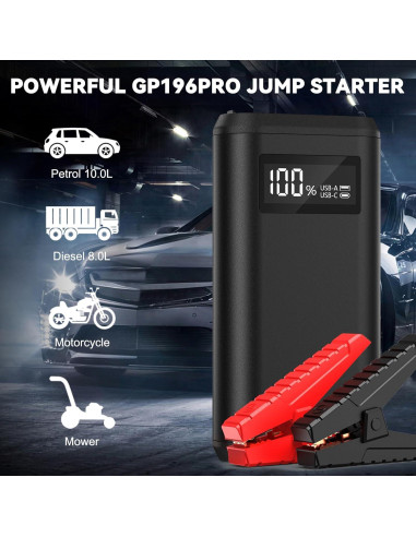 Arrancador de Batería GREPRO GP196 Pro 3000A 12V Pantalla LCD