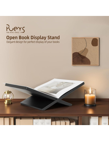 Soporte de Libro Abierto PUERSI de Madera Negro 24x40 cm