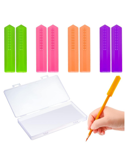 Tapones de Lápiz Masticables Teling - 8 Piezas Silicona - Rosa, Naranja, Púrpura, Verde - 6.5 x 1.5 cm