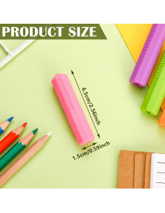 Tapones de Lápiz Masticables Teling - 8 Piezas Silicona - Rosa, Naranja, Púrpura, Verde - 6.5 x 1.5 cm 2