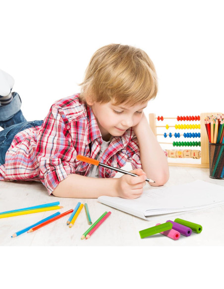 Tapones de Lápiz Masticables Teling - 8 Piezas Silicona - Rosa, Naranja, Púrpura, Verde - 6.5 x 1.5 cm