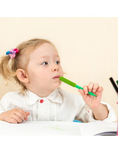 Tapones de Lápiz Masticables Teling - 8 Piezas Silicona - Rosa, Naranja, Púrpura, Verde - 6.5 x 1.5 cm