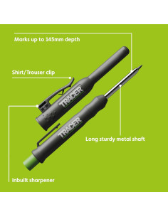 Lápiz de Carpintero Tracer Deep Hole 2B Extensible 145mm 2