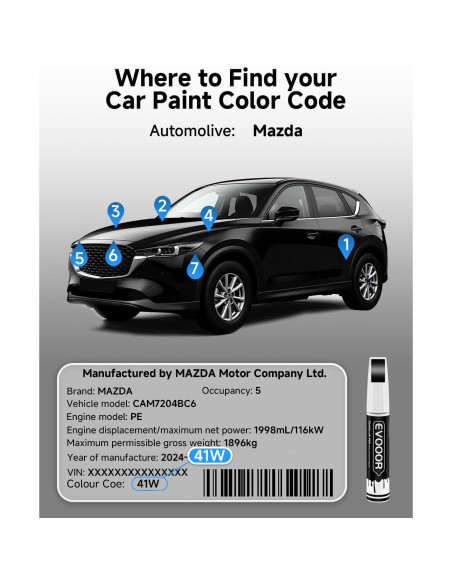 Pintura de Retocar Perla Negra Jet 41W para Mazda 11.8ml