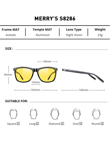 Gafas de sol MERRY'S Vintage S8286 unisex polarizadas