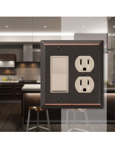 Panel de Pared Amerelle 163RDDB 1 Rocker 1 Duplex Acero Bronce 2