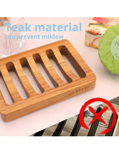 Soporte de Jabón de Madera de Teak HTB - 2 Piezas Autodrenante 2