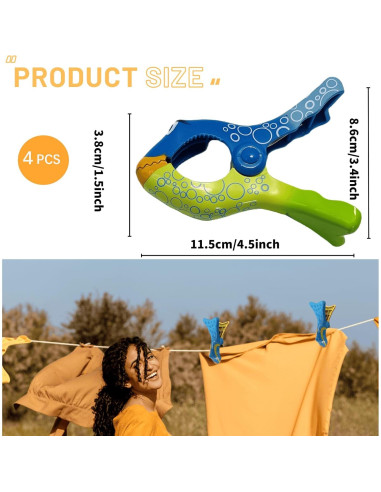 4 Clips para Toallas de Playa Wezdopu - Diseño Colorido y Divertido