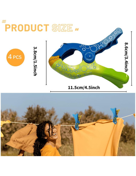 4 Clips para Toallas de Playa Wezdopu - Diseño Colorido y Divertido