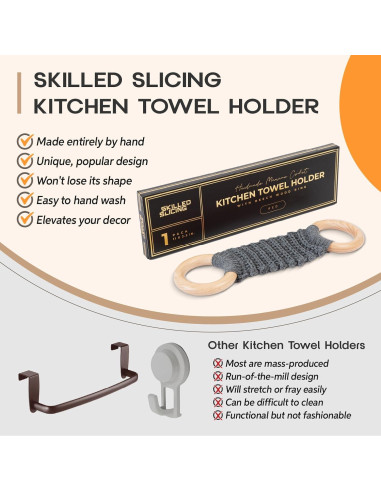 Soporte de Toalla de Cocina Boho SkilledSlicing Gris 27.94 cm