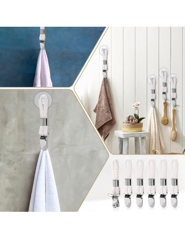 6 Clips de Toalla Sliverdew de Algodón y Metal para Cocina