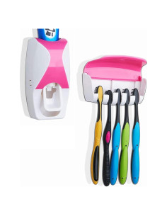 Dispensador Automático de Pasta de Dientes UpTuoLi Rosa con Soporte