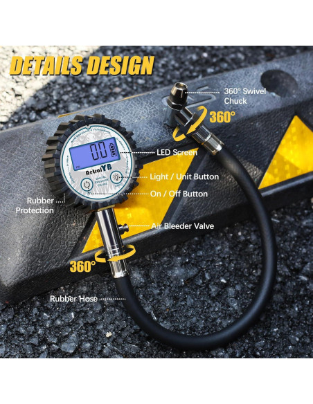Medidor Digital de Presión de Neumáticos AetralYB 200 PSI