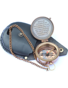 Brújula de Latón MADSNIIB con Funda de Cuero - Vintage 2