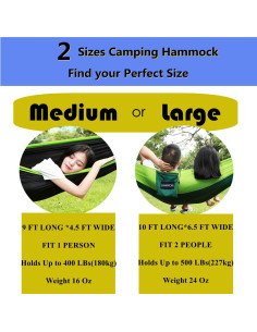 Hamaca de Camping LXHBYCXG Mediana Verde Militar Ultraligera 2