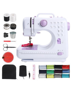 Máquina de Coser Eléctrica Mini Portátil 505 - 12 Patrones, Luz LED