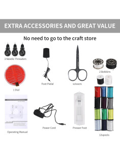 Máquina de Coser Eléctrica Mini Portátil 505 - 12 Patrones, Luz LED 2