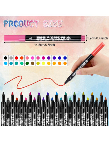 Juego de 24 Marcadores de Tela JIANTA Multicolor Punta Fina