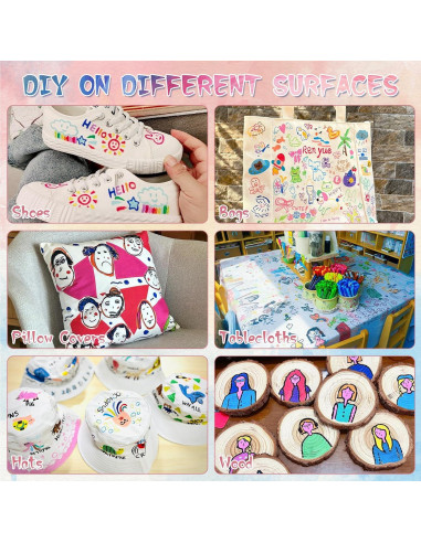 Juego de 24 Marcadores de Tela JIANTA Multicolor Punta Fina