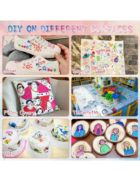 Juego de 24 Marcadores de Tela JIANTA Multicolor Punta Fina