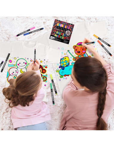 Juego de 24 Marcadores de Tela JIANTA Multicolor Punta Fina