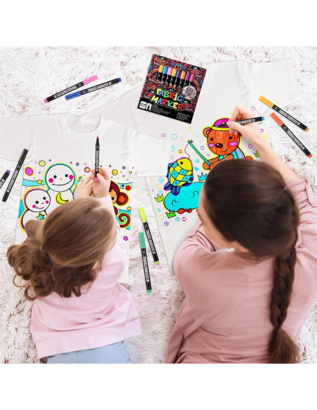 Juego de 24 Marcadores de Tela JIANTA Multicolor Punta Fina