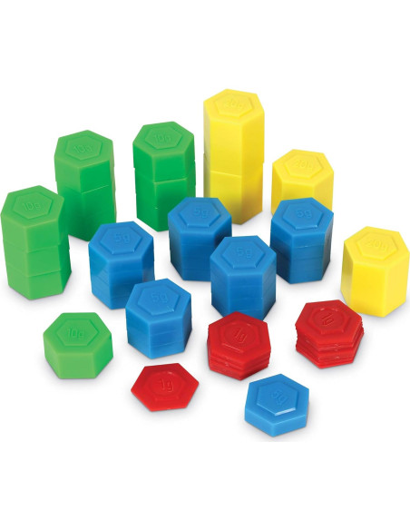 Conjunto de Pesas Métricas Hexagonales Recursos de Aprendizaje - 54 Piezas