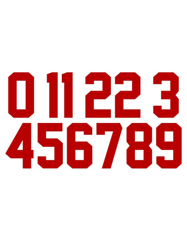 Kit de Números para Camisetas TeeWin 0-9 Rojo 15.24 cm