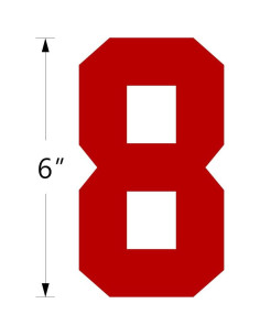 Kit de Números para Camisetas TeeWin 0-9 Rojo 15.24 cm 2