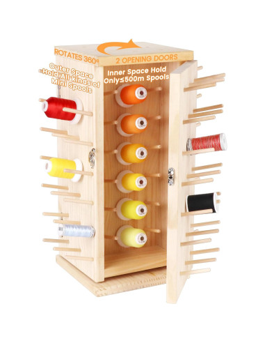 Soporte de Hilo de Madera Rotatorio 360 129 Bobinas Nuevo brothread