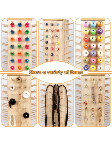 Soporte de Hilo de Madera Rotatorio 360 129 Bobinas Nuevo brothread