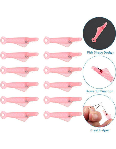 12 Piezas Enhebrador de Agujas Automático QWLWBU Boca de Pez